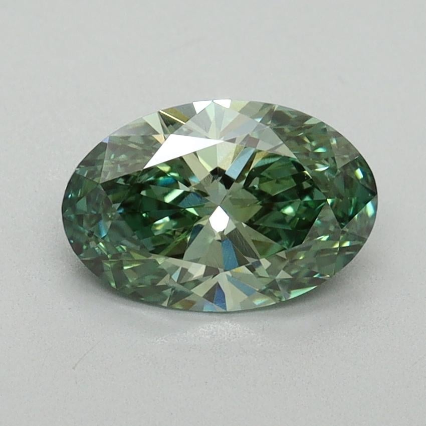 1.10 Ct. Fancy Vivid Green Oval Lab Grown Diamond
