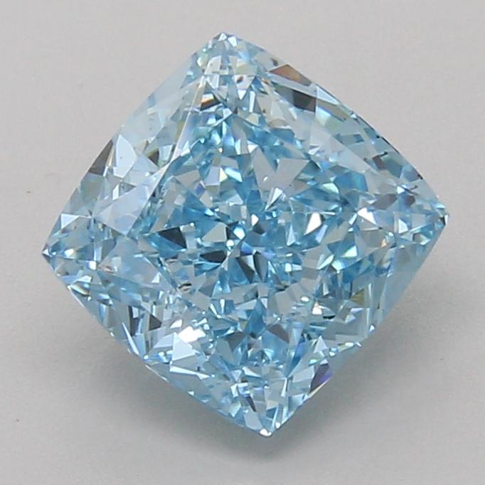 3.08 Ct. Fancy Vivid Blue Cushion Lab Grown Diamond