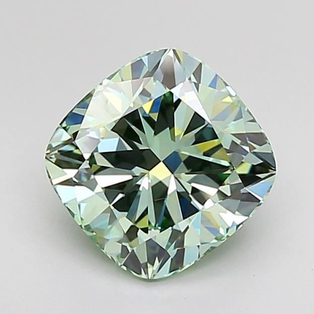 2.05 Ct. Fancy Intense Green Cushion Lab Grown Diamond