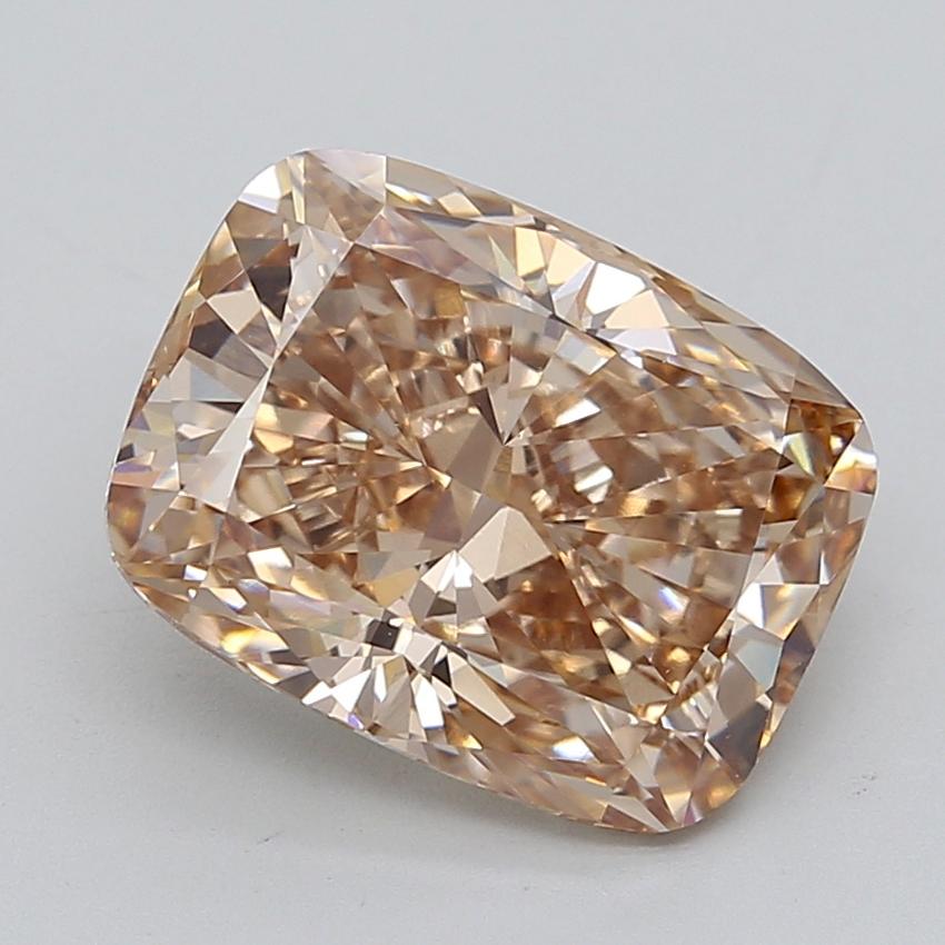 6.52 Ct. Fancy Light  Brown Cushion Lab Grown Diamond