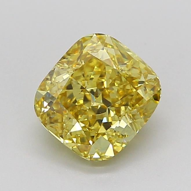 1.68 Ct. Fancy Intense Yellow Cushion Lab Grown Diamond