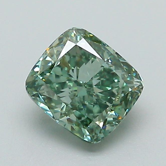 1.02 Ct. Fancy Vivid Green Cushion Lab Grown Diamond