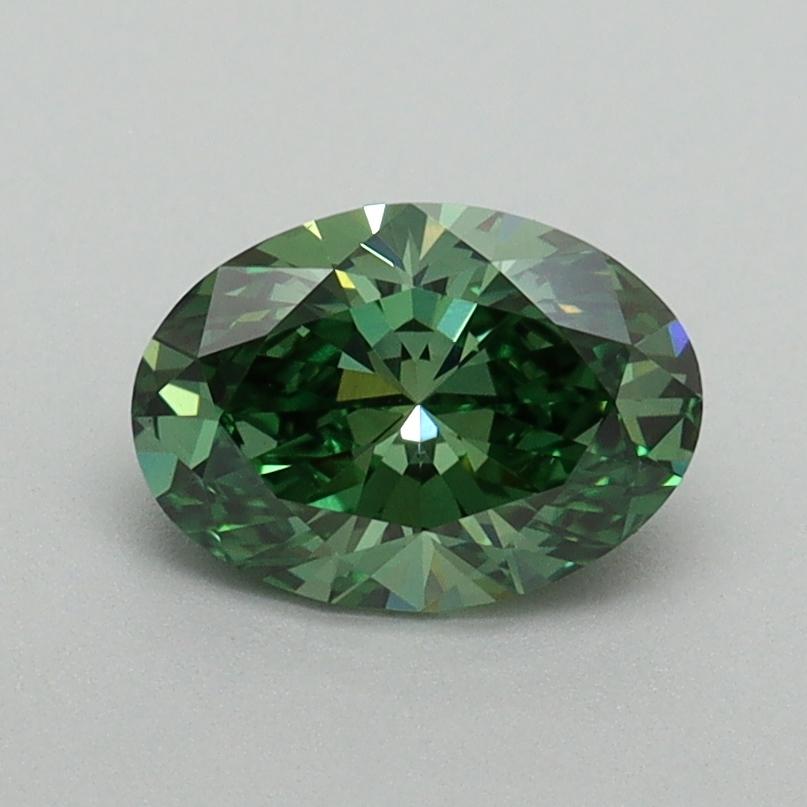 0.91 Ct. Fancy Vivid Green Oval Lab Grown Diamond