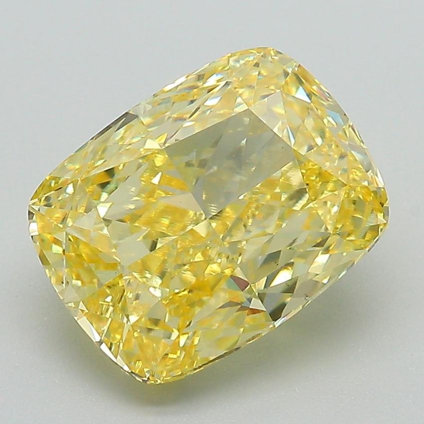 4.01 Ct. Fancy Vivid Yellow Cushion Lab Grown Diamond