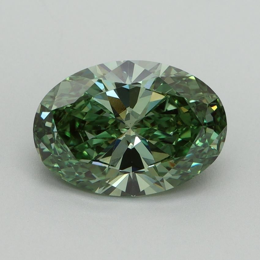 3.02 Ct. Fancy Vivid Pacific Green Oval Lab Grown Diamond