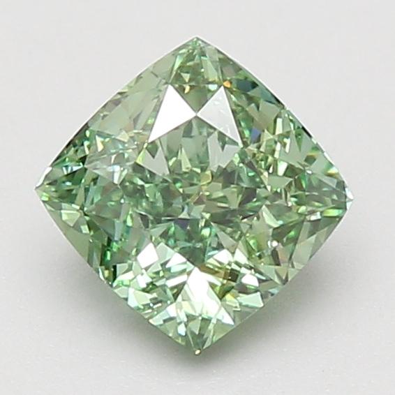 1.50 Ct. Fancy Vivid Green Cushion Lab Grown Diamond