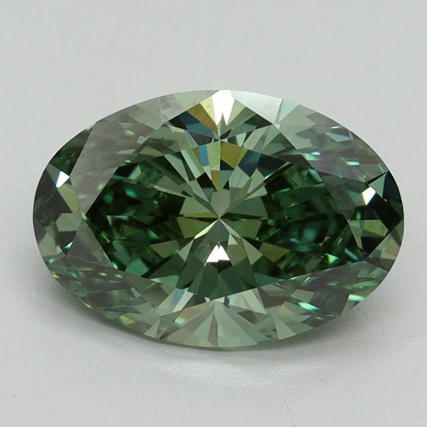 2.17 Ct. Fancy Vivid Green Oval Lab Grown Diamond