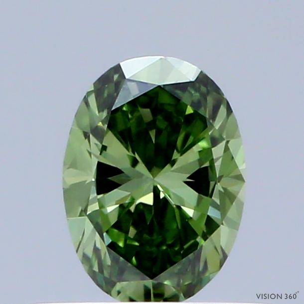 0.49 Ct. Fancy Vivid Green Oval Lab Grown Diamond