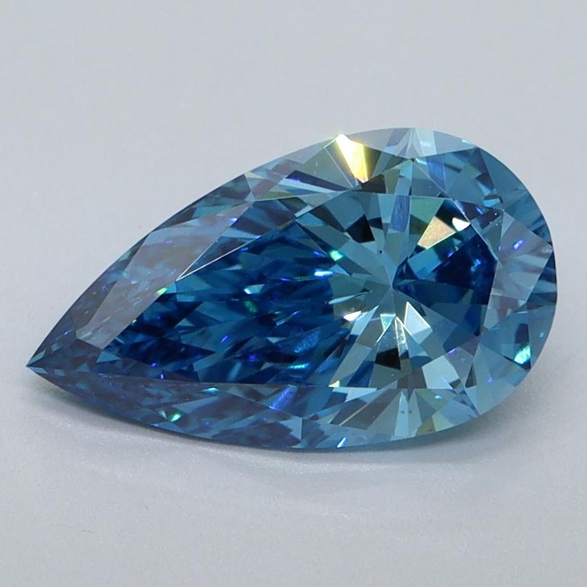 1.62 Ct. Fancy Vivid Malibu Blue Pear Lab Grown Diamond