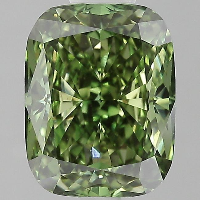 2.52 Ct. Fancy Vivid Green Cushion Lab Grown Diamond