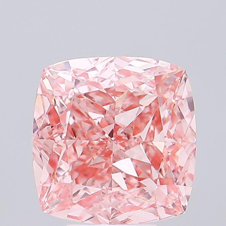 7.13 Ct. Fancy Vivid Pink Cushion Lab Grown Diamond