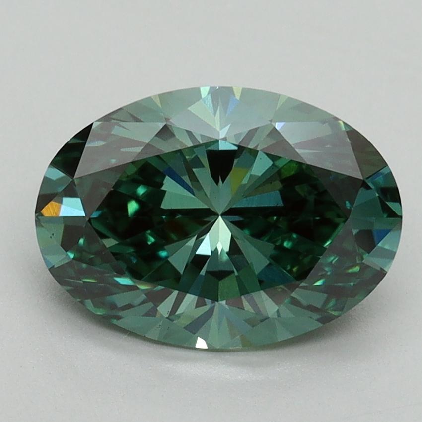 2.16 Ct. Fancy Vivid Green Oval Lab Grown Diamond