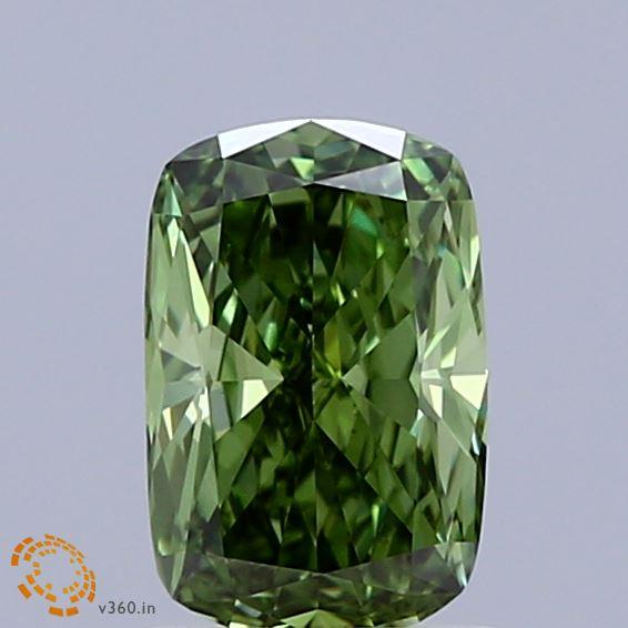 0.98 Ct. Fancy Vivid Green Cushion Lab Grown Diamond