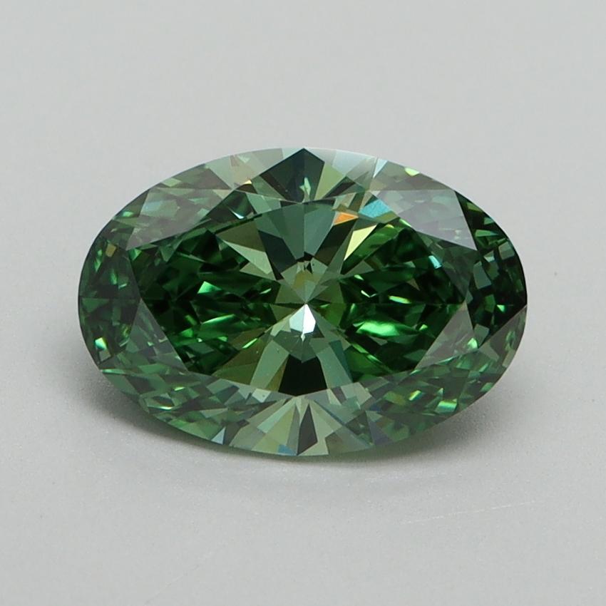 1.55 Ct. Fancy Vivid Pacific Green Oval Lab Grown Diamond