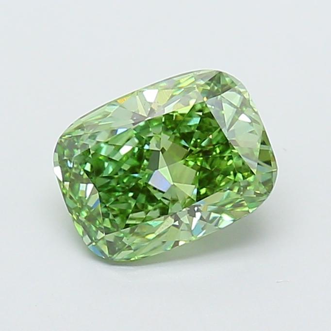 2.51 Ct. Fancy Vivid Green Cushion Lab Grown Diamond