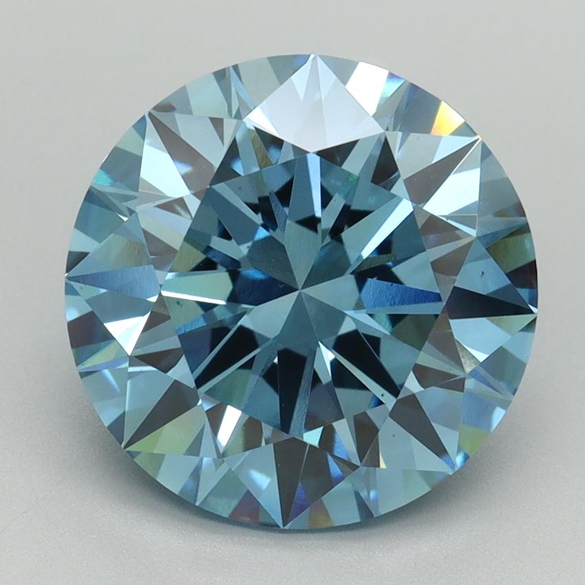 5.24 Ct. Fancy Vivid Blue Round Lab Grown Diamond