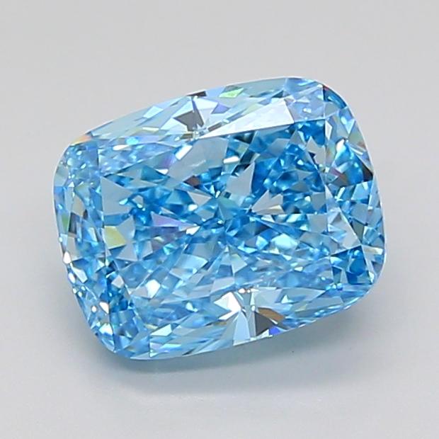3.57 Ct. Fancy Vivid Blue Cushion Lab Grown Diamond