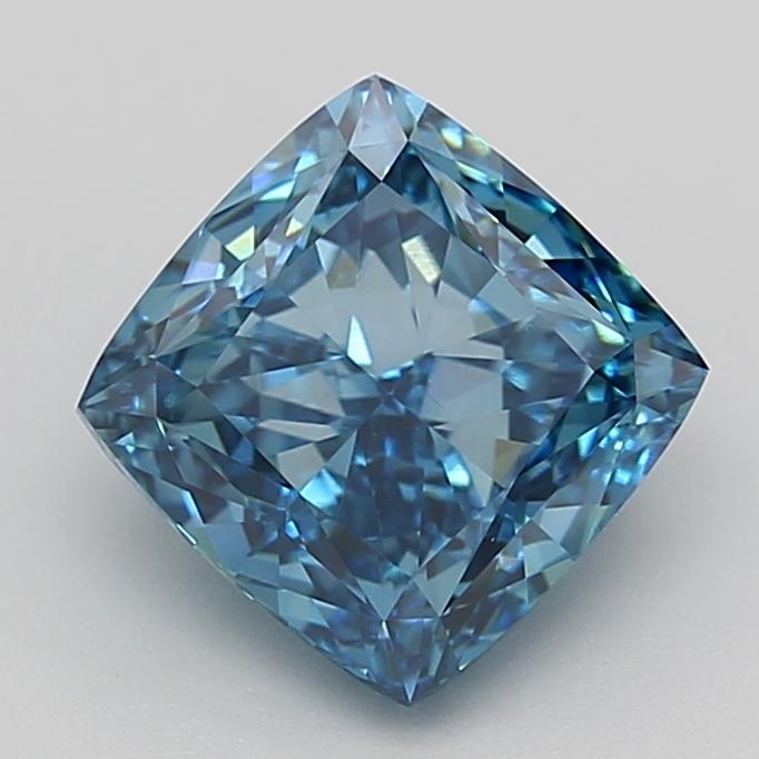 3.54 Ct. Fancy Vivid  Blue Cushion Lab Grown Diamond