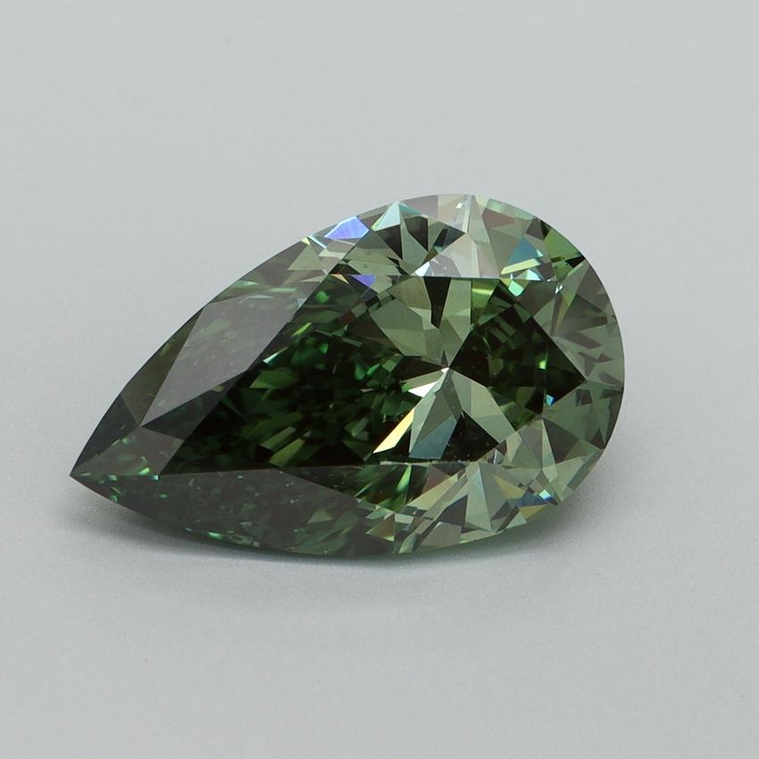 3.12 Ct. Fancy Vivid Green Pear Lab Grown Diamond