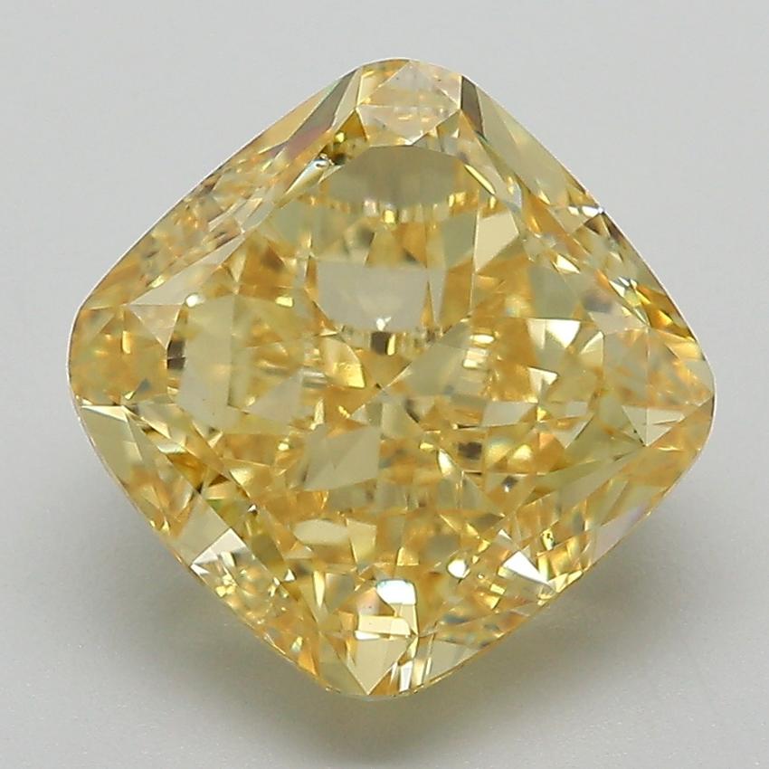 4.98 Ct. Fancy Vivid  Yellow Cushion Lab Grown Diamond