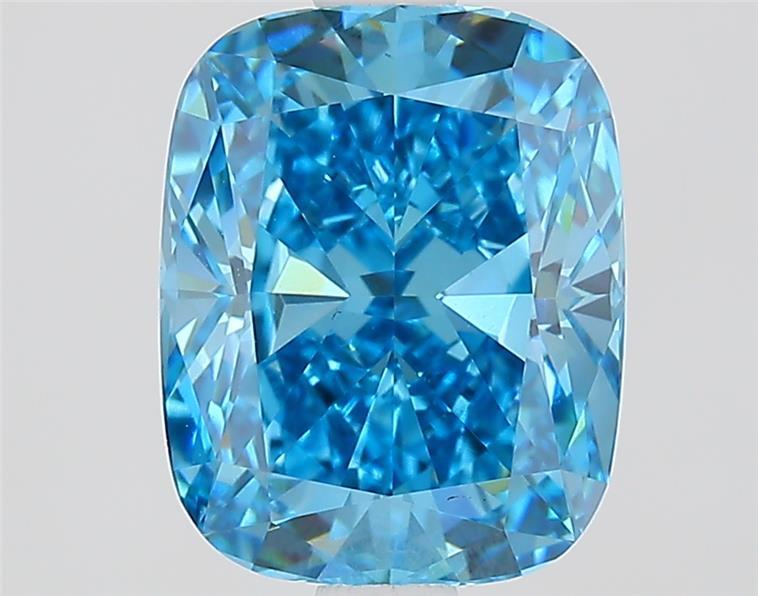 2.21 Ct. Fancy Vivid  Blue Cushion Lab Grown Diamond