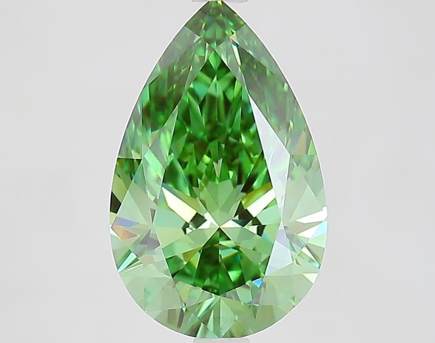 3.02 Ct. Fancy Vivid Green Pear Lab Grown Diamond
