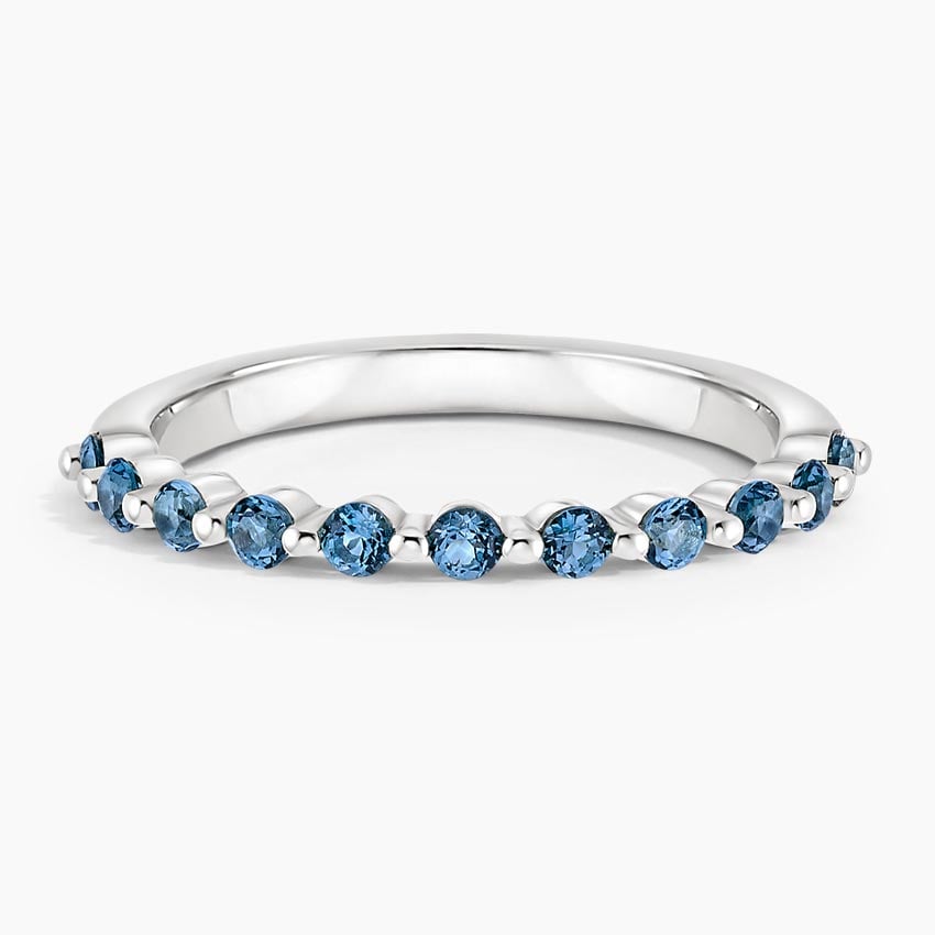 Ethical Sustainable Brooklynn - Bezel Set Oval London Blue Topaz Ring with Diamond Accents 14K White Gold