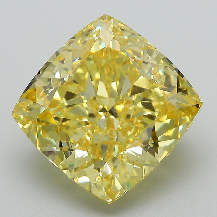 6.84 Ct. Fancy Vivid Yellow Cushion Lab Grown Diamond