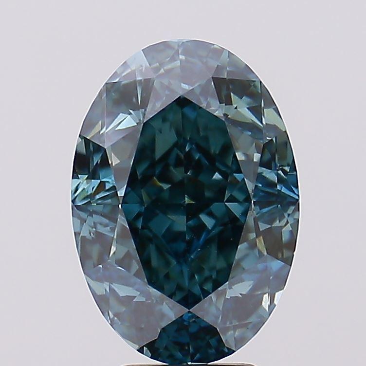 7.05 Ct. Fancy Vivid Bluish Green Oval Lab Grown Diamond