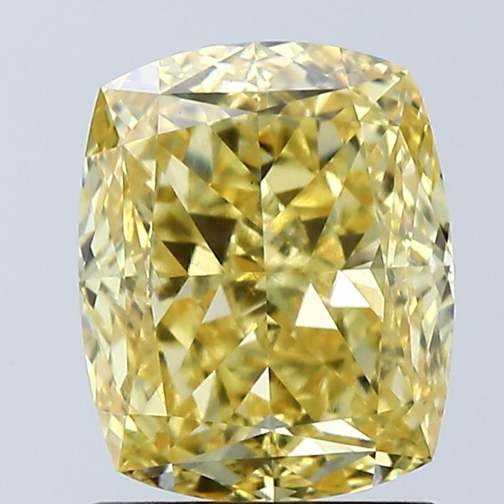 2.02 Ct. Fancy Vivid Yellow Cushion Lab Grown Diamond