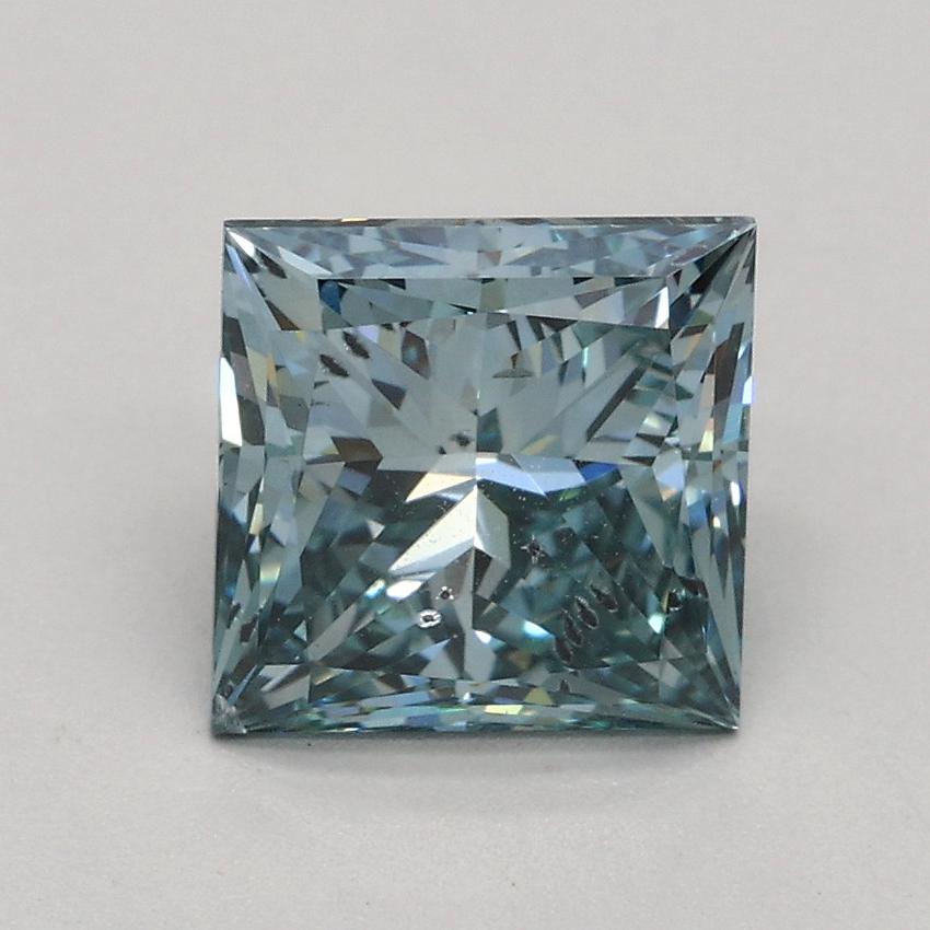 1.50 Ct. Fancy Intense Greenish Blue Princess Lab Grown Diamond