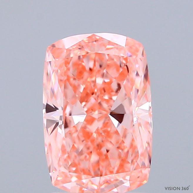 1.58 Ct. Fancy Vivid  Pink Cushion Lab Grown Diamond
