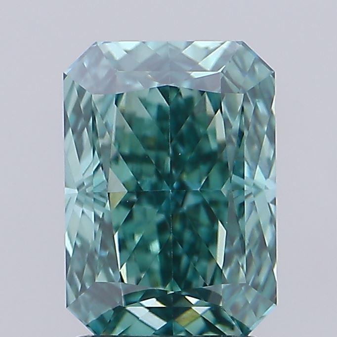 2.17 Ct. Fancy Vivid Bluish Green Radiant Lab Grown Diamond