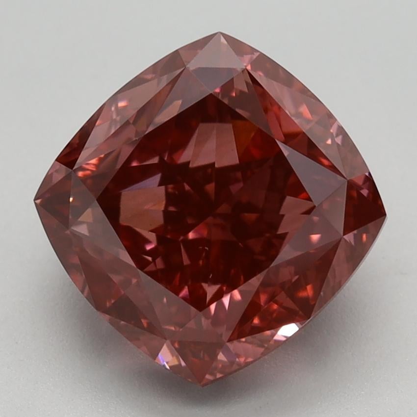 3.38 Ct. Fancy Vivid Brownish Pink Cushion Lab Grown Diamond