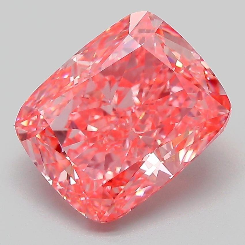 4.14 Ct. Fancy Vivid Pink Cushion Lab Grown Diamond