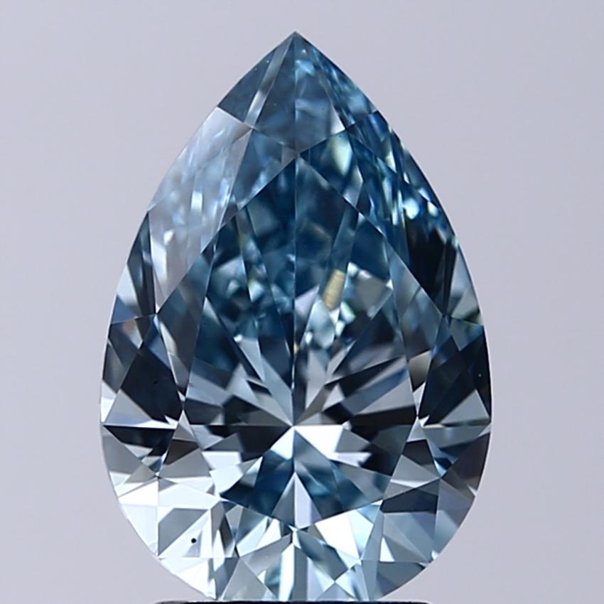 2.52 Ct. Fancy Intense Greenish Blue Pear Lab Grown Diamond