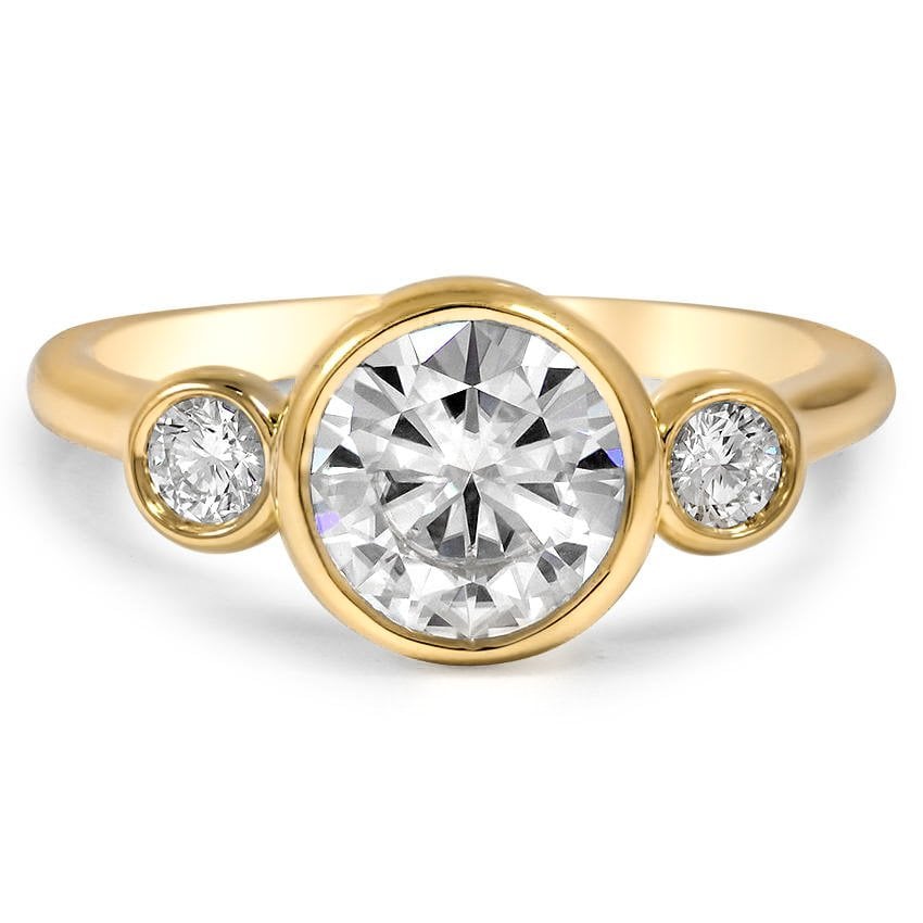 Custom Three Stone Bezel Diamond Ring