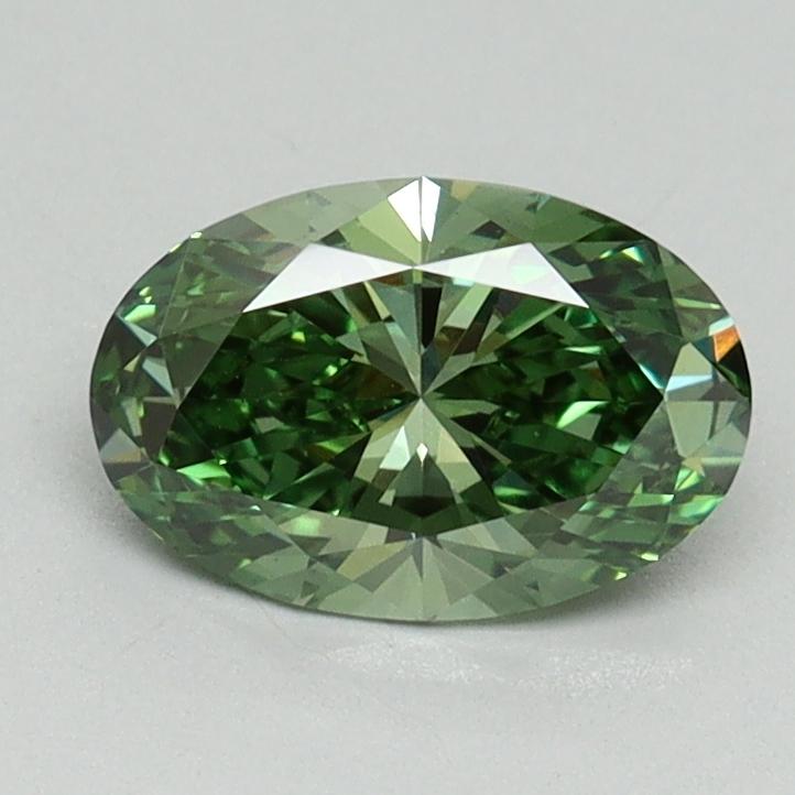 0.93 Ct. Fancy Vivid Green Oval Lab Grown Diamond