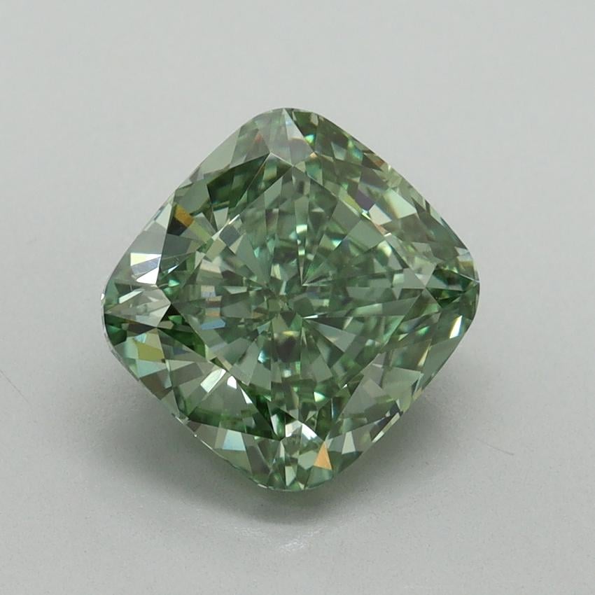 2.50 Ct. Fancy Vivid Green Cushion Lab Grown Diamond