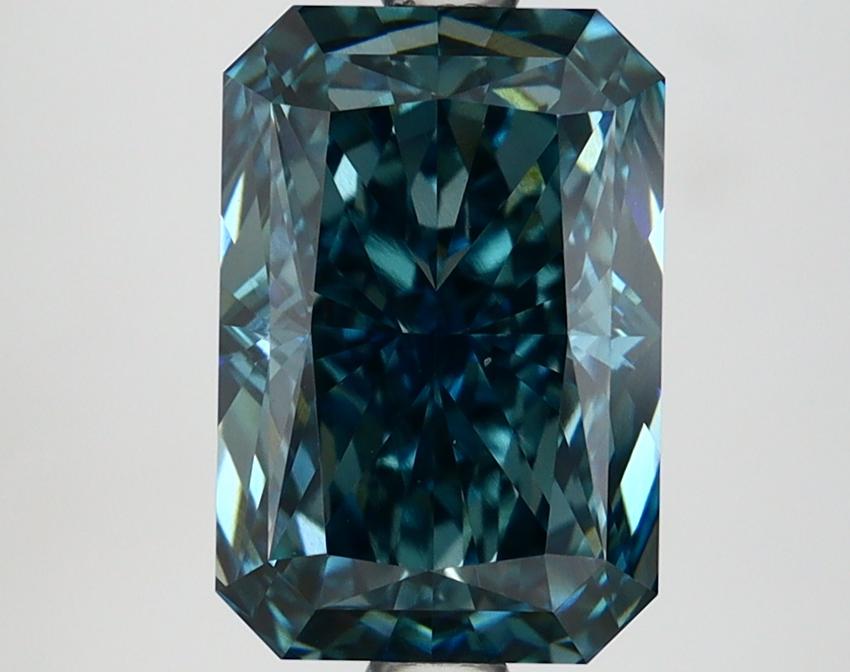3.02 Ct. Fancy Vivid Greenish Blue Radiant Lab Grown Diamond