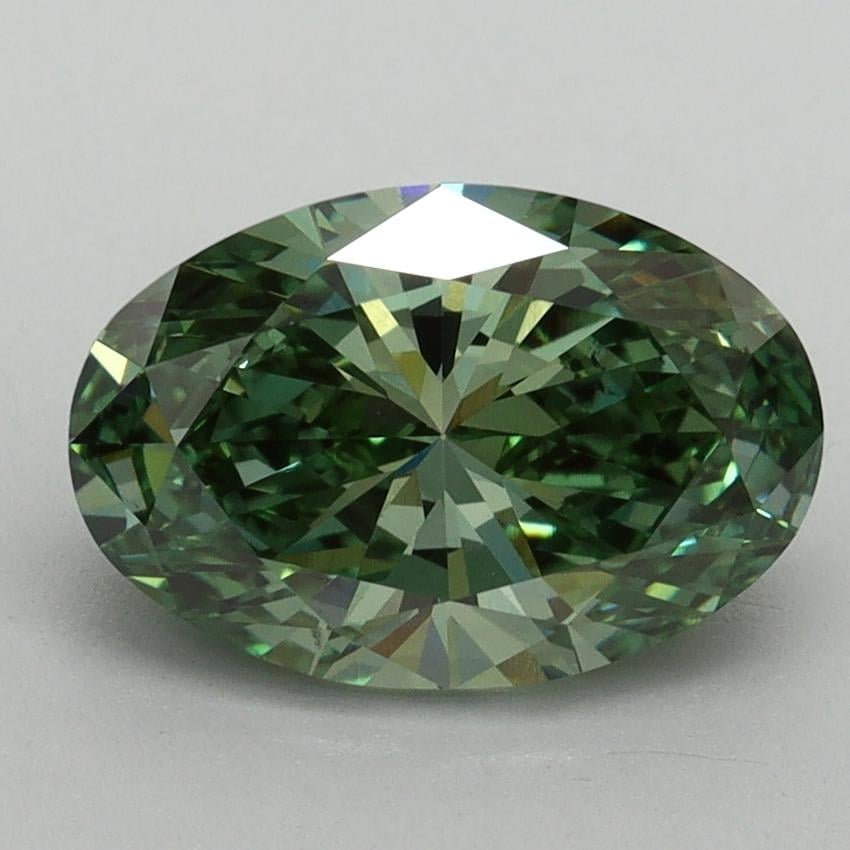 2.07 Ct. Fancy Vivid Pacific Green Oval Lab Grown Diamond