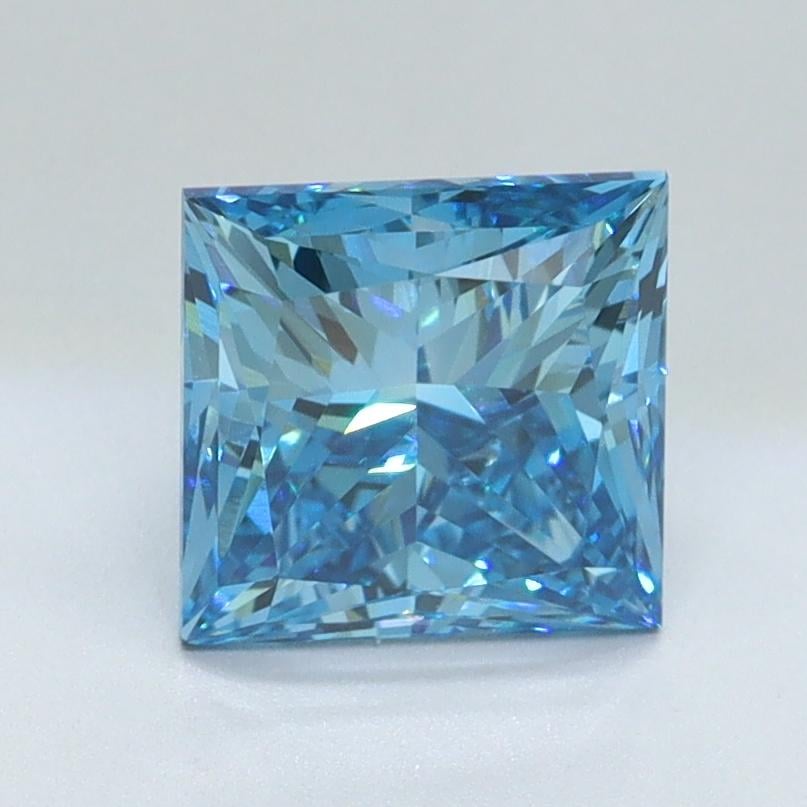 1.66 Ct. Fancy Vivid Malibu Blue Princess Lab Grown Diamond