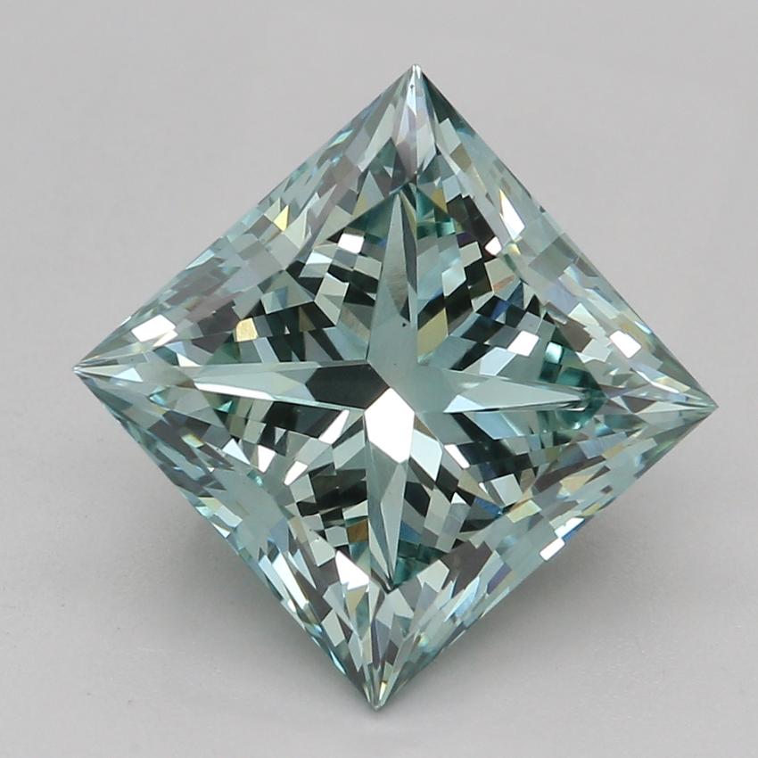 2.51 Ct. Fancy Intense Greenish Blue Princess Lab Grown Diamond