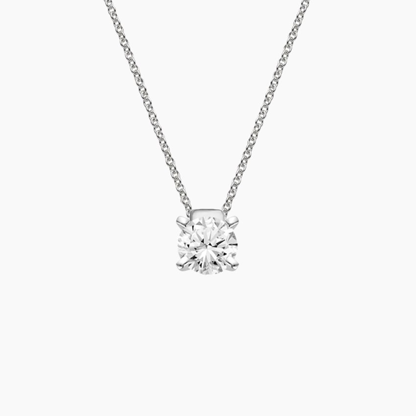 14k White Gold 3 Floating Diamond Pave Heart Square Necklace 0.35ctw 1