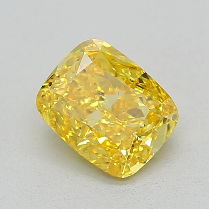 0.66 Ct. Fancy Vivid Yellow Cushion Lab Grown Diamond