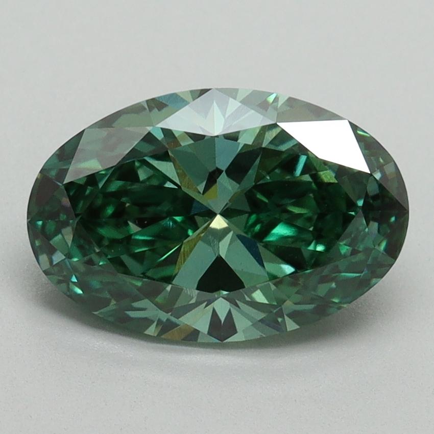 2.00 Ct. Fancy Vivid Green Oval Lab Grown Diamond