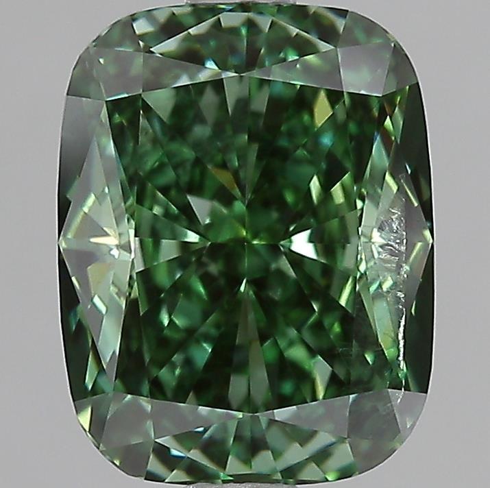 3.00 Ct. Fancy Vivid Green Cushion Lab Grown Diamond