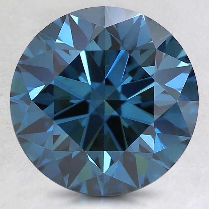 3.03 Ct. Fancy Dark Greenish Blue Round Lab Created Diamond
