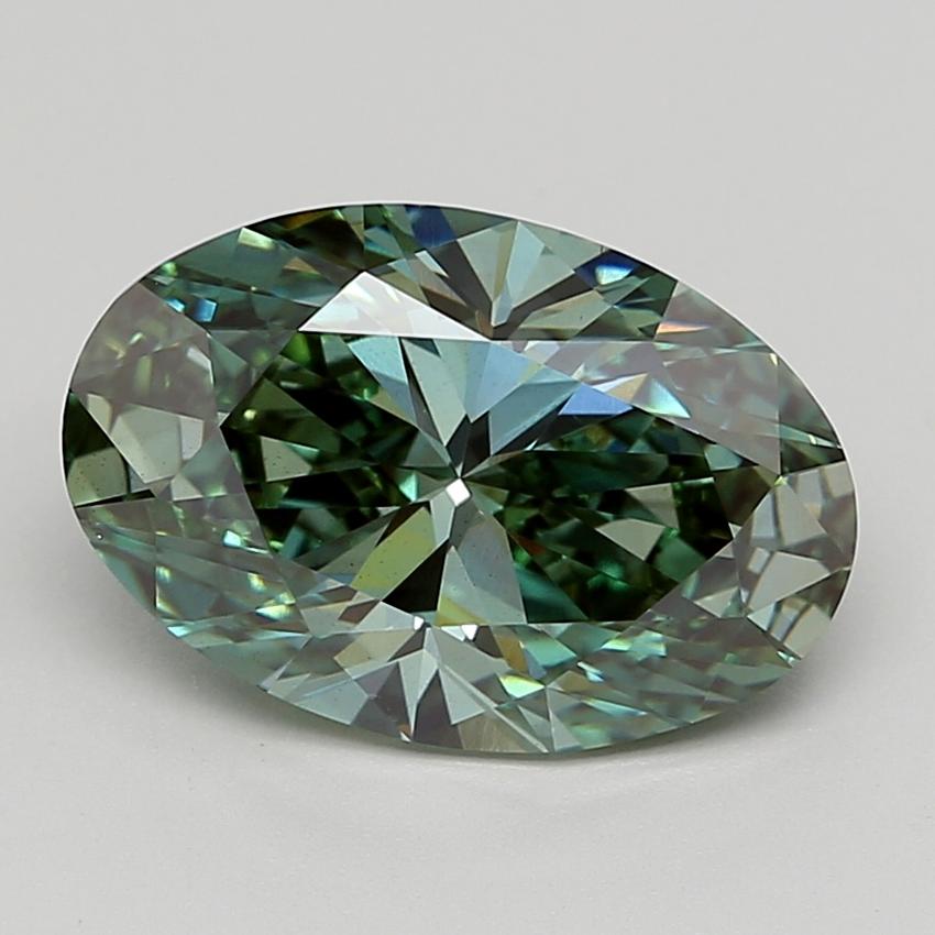 5.01 Ct. Fancy Vivid  Green Oval Lab Grown Diamond