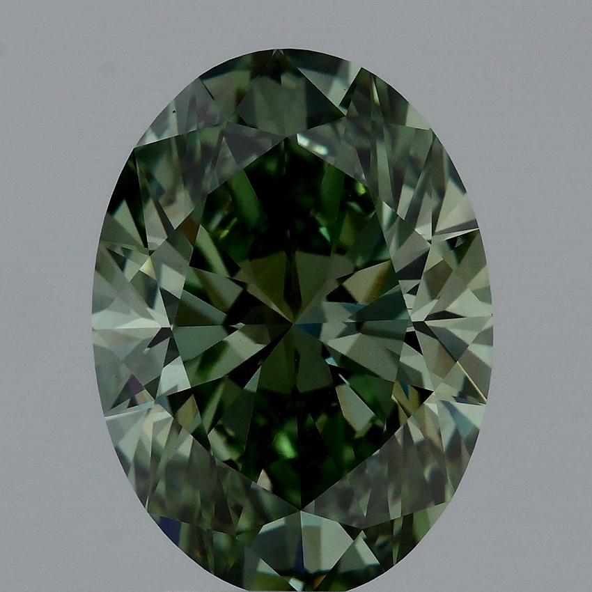 3.64 Ct. Fancy Vivid Green Oval Lab Grown Diamond